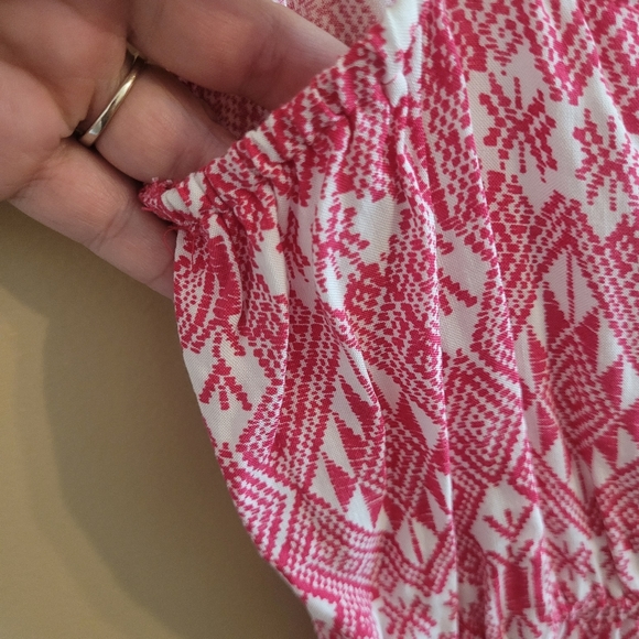 4/$15 SALE Bebop | Aztec Pattern Dress Large EUC Red Pink and White - Picture 7 of 9